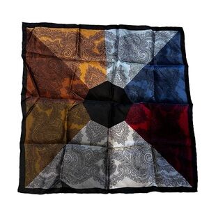 Ashear Vintage 9-Color 18” Square Scarf Hand Rolled Hem Twilly Multicolor